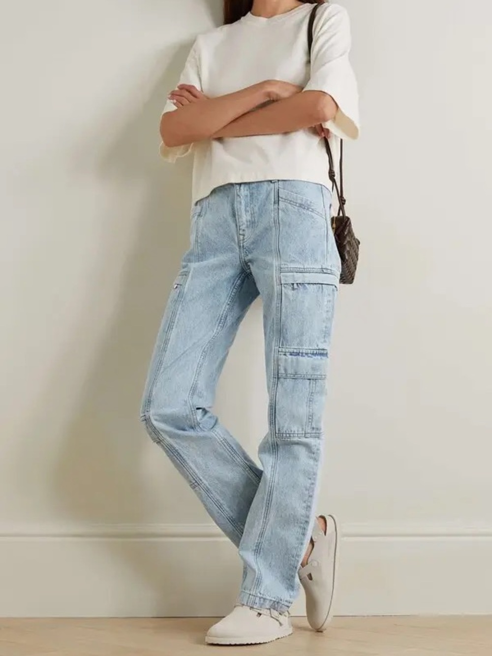 GRLFRND GRLFRND Naomi straight-leg cargo jeans in a light denim wash retail $250 - Picture 2 of 8